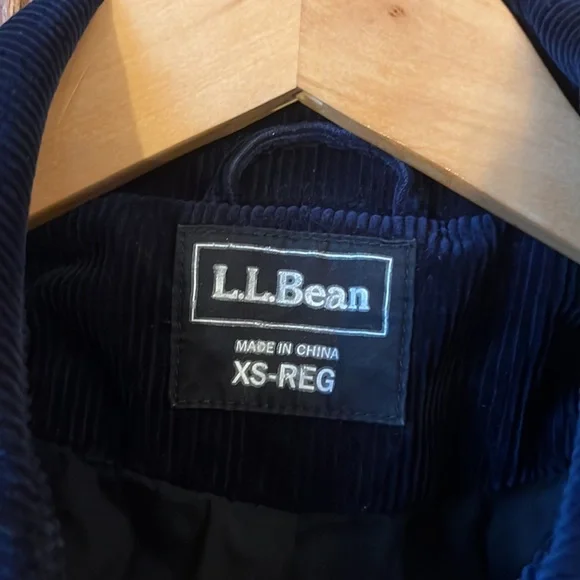 LL Bean Navy Blue Corduroy Double Button Up Jacket Pea Coat - Picture 9 of 15